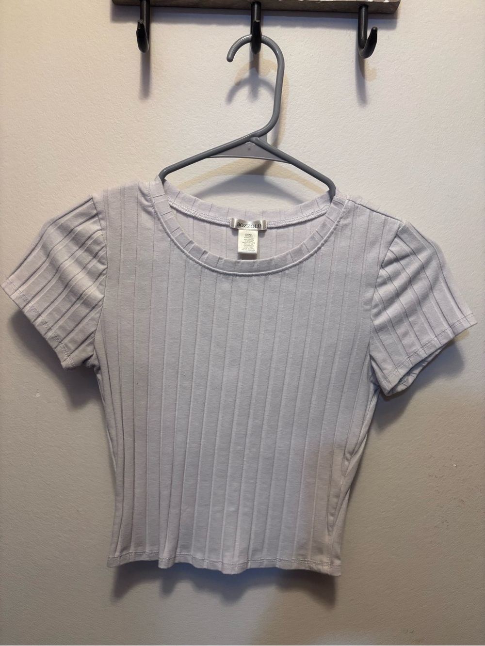 Bozzolo White Ribbed Short Sleeve Crop Tee